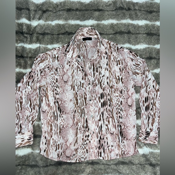 T Tahari Tops - multi colored sheer blouse